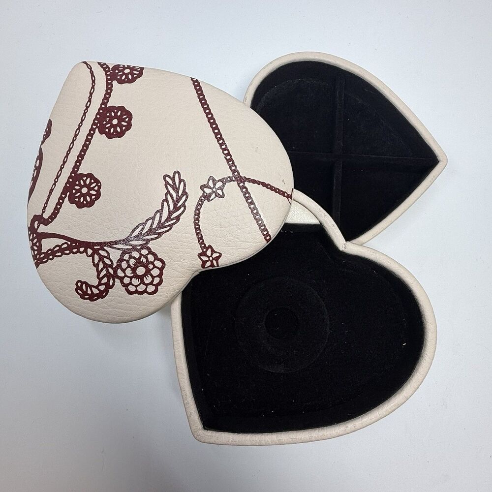 Pandora Genuine Leather Heart Shape Swivel Jewelry Box